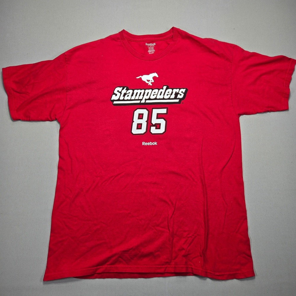 Reebok T-Shirt Calgary Stampeders Rambo 85 Football Graphic Red Mens Large L‎